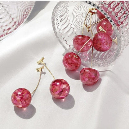 Crystal Cherry Dangle Earrings