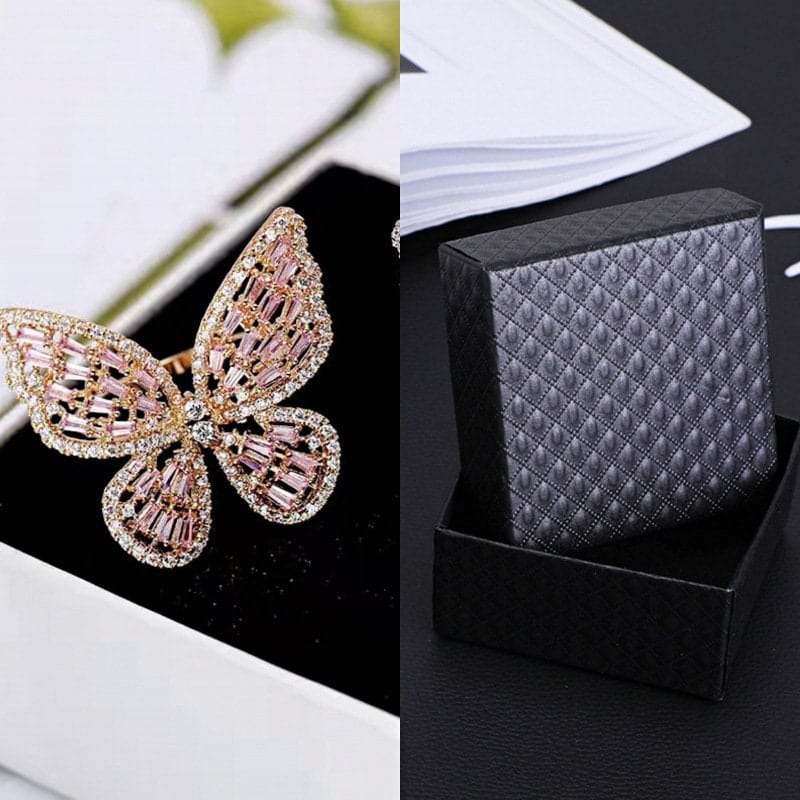 Chic Inlaid Adjustable Butterfly Ring