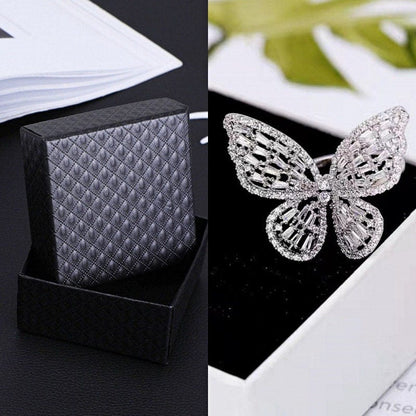 Chic Inlaid Adjustable Butterfly Ring