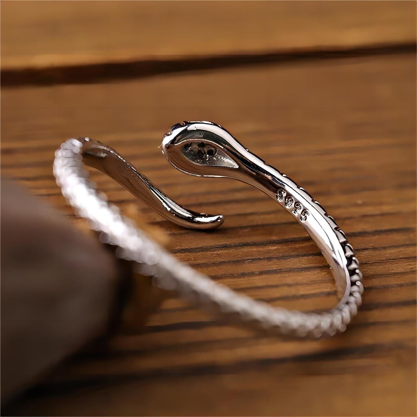 Inlaid Adjustable Snake Ring