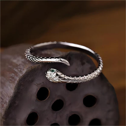 Inlaid Adjustable Snake Ring