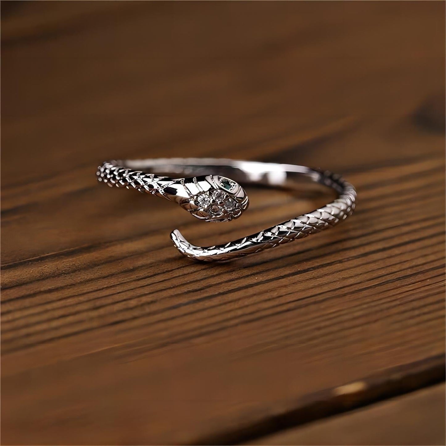 Inlaid Adjustable Snake Ring