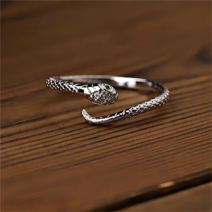 Inlaid Adjustable Snake Ring