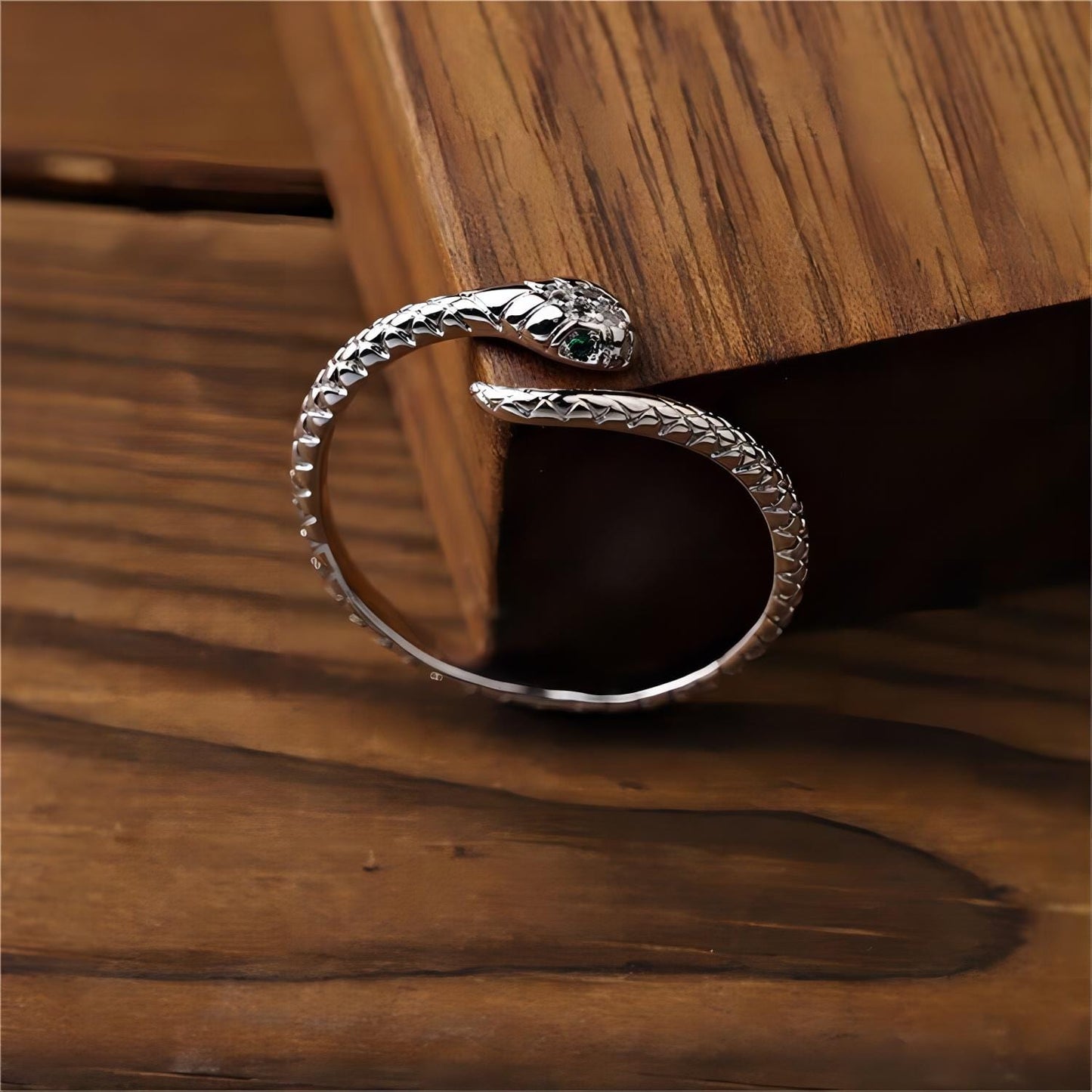 Inlaid Adjustable Snake Ring