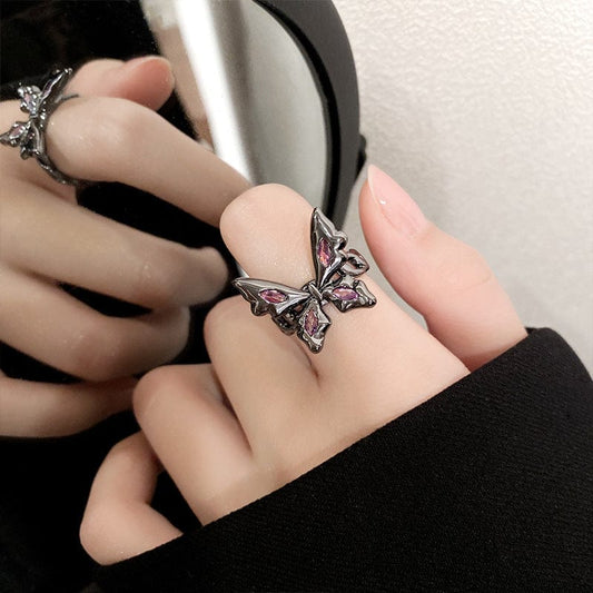 Chic Black Butterfly Ring