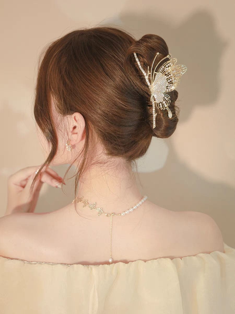 Chic CZ Inlaid Butterfly Hair Clip