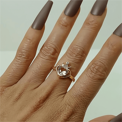 Crown Heart Open Ring