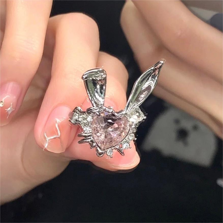 Bague chic en forme de lapin en cristal