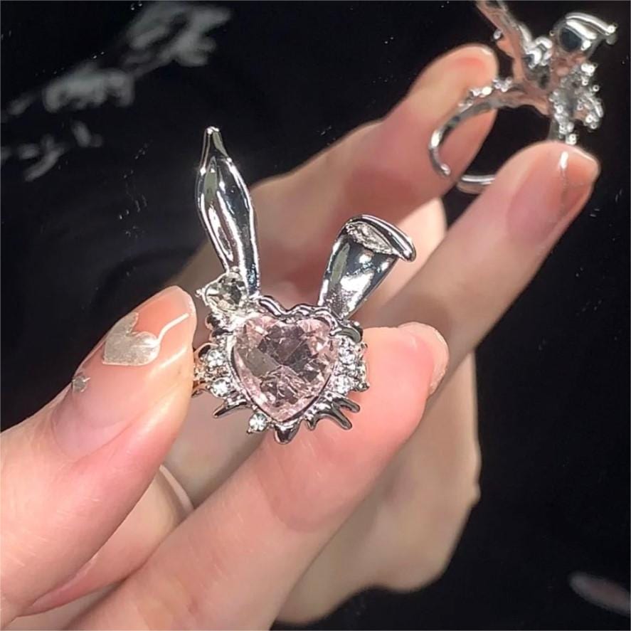 Bague chic en forme de lapin en cristal