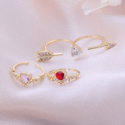 Heart Arrow Of Love Double Ring Set