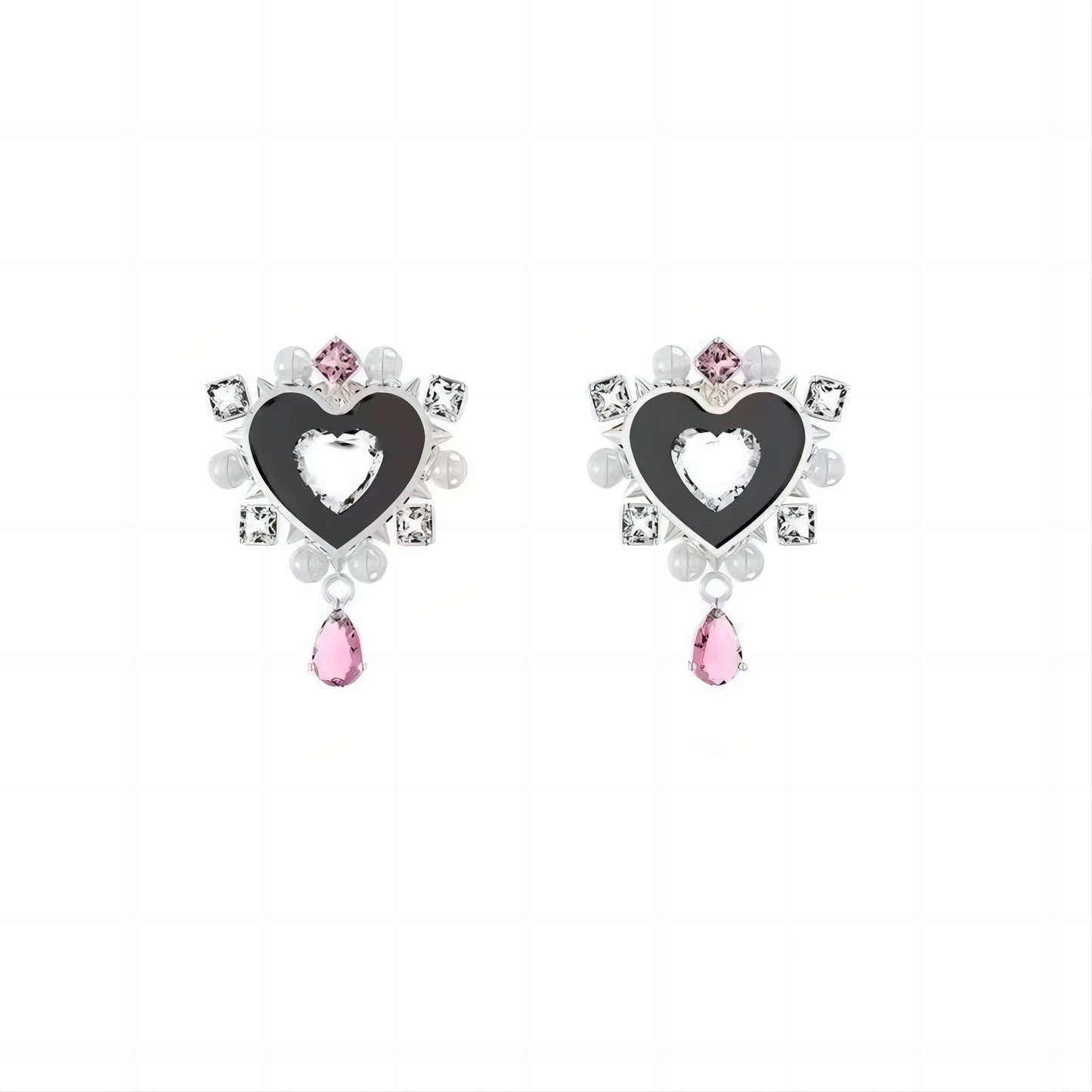 Chic Dangle Heart Pearl Earrings