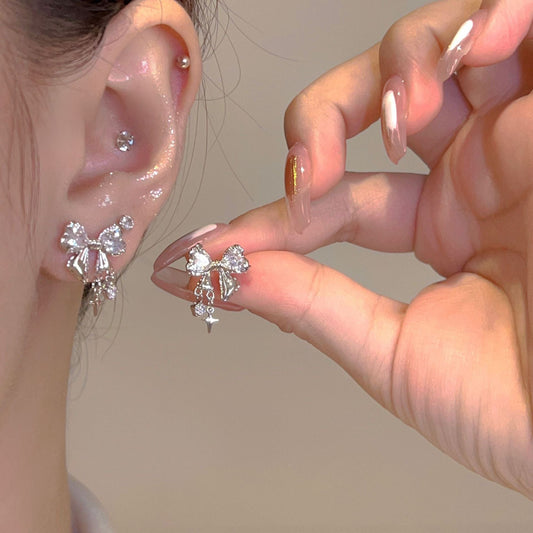 Star Crystal Butterfly Bowknot Earrings