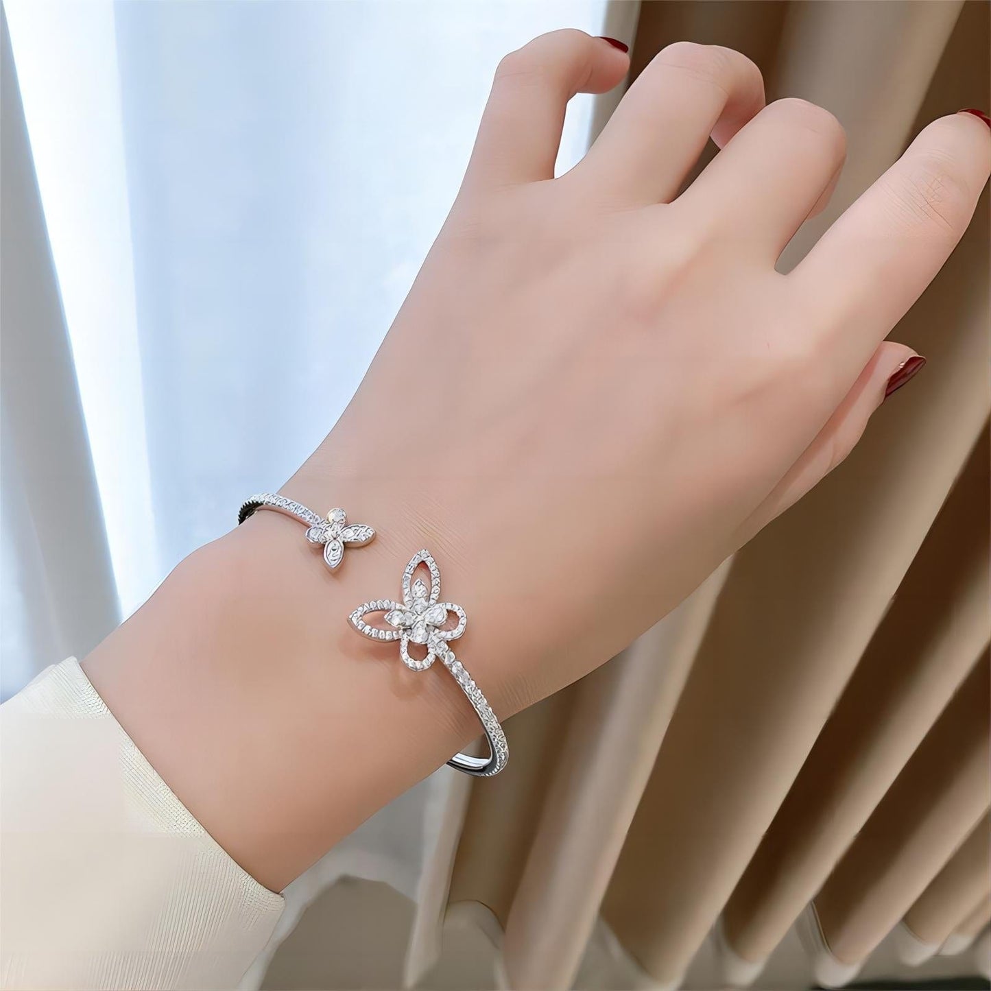 Duo Butterfly Bangle Bracelet