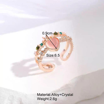 Floral Opal Heart Ring