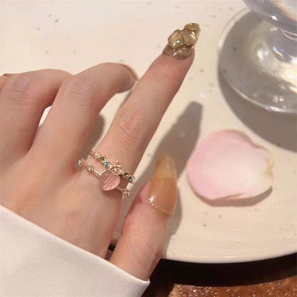 Floral Opal Heart Ring