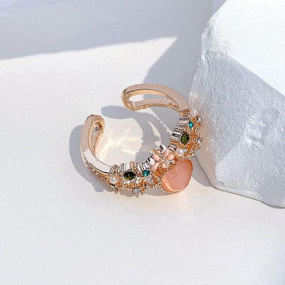 Floral Opal Heart Ring