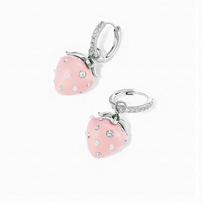 Strawberry Huggie Hoop Earrings