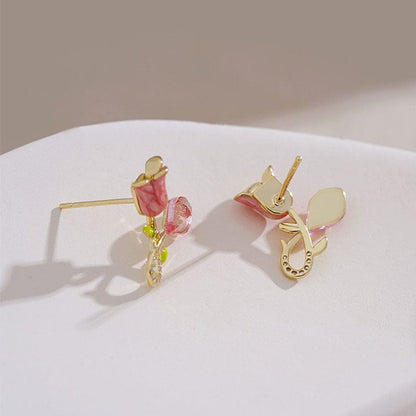 Chic CZ Inlaid Tulip Earrings