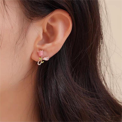 Chic CZ Inlaid Tulip Earrings