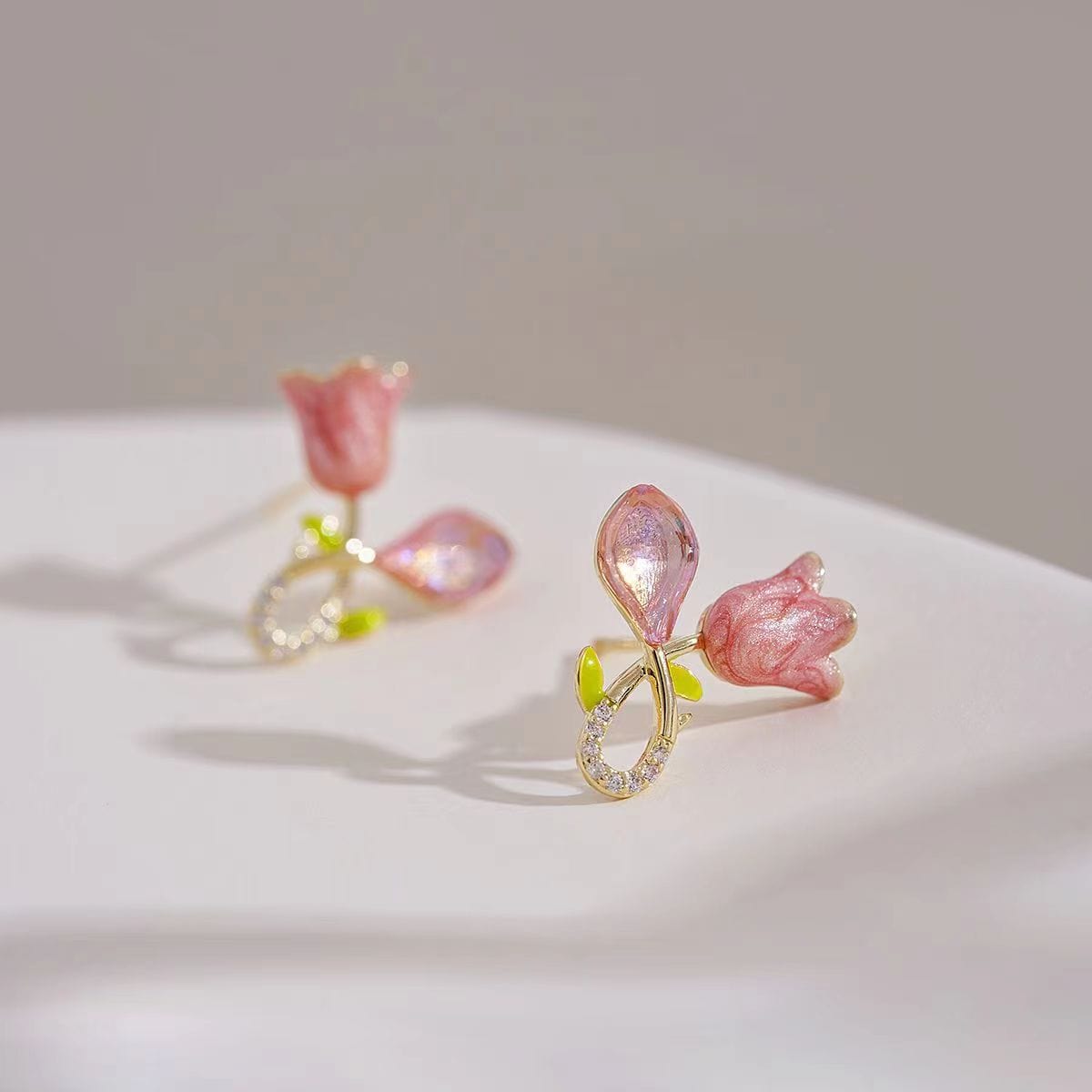 Chic CZ Inlaid Tulip Earrings