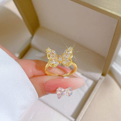 Hollowed-out Butterfly Ring