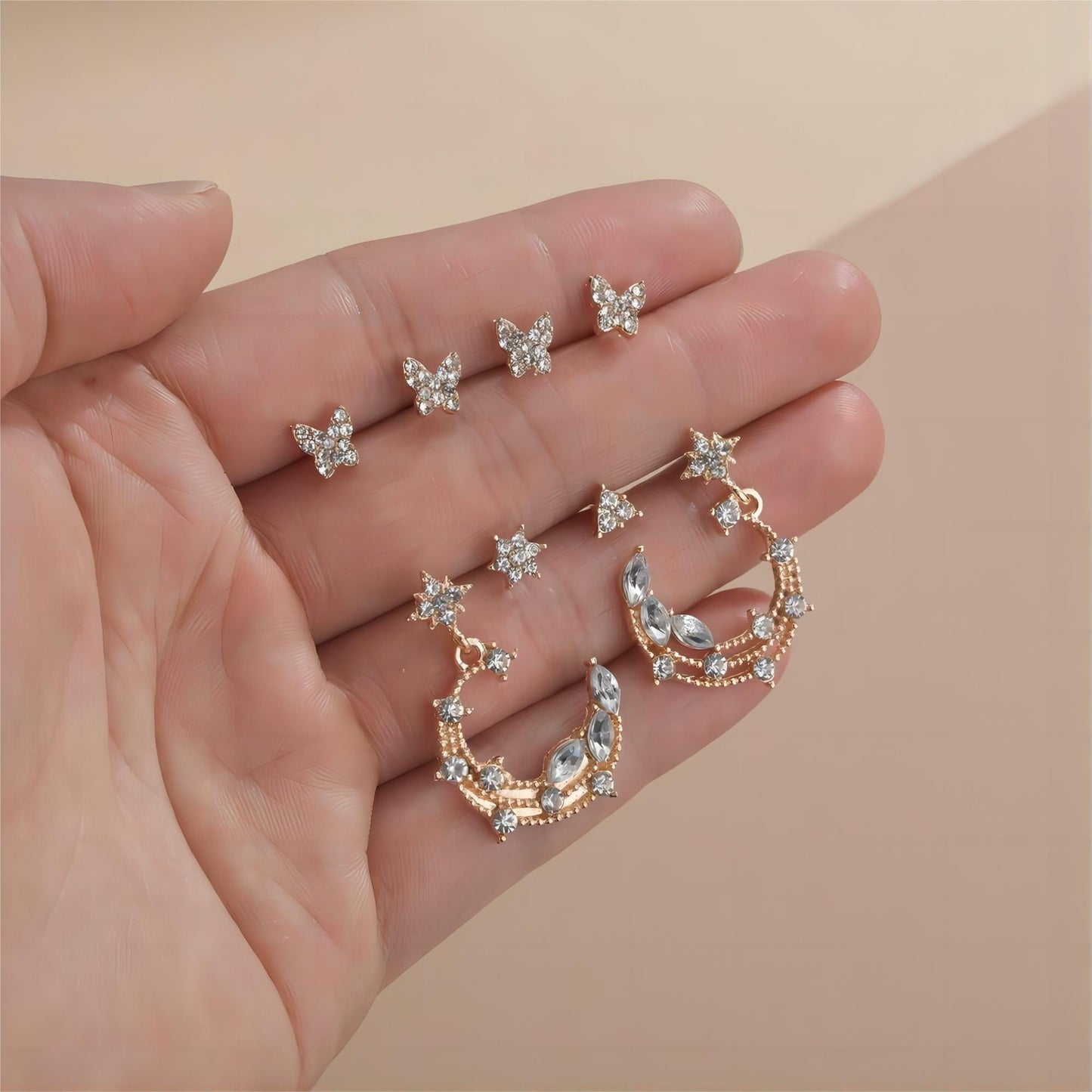 Chic Star Dangle Stud Earrings Set