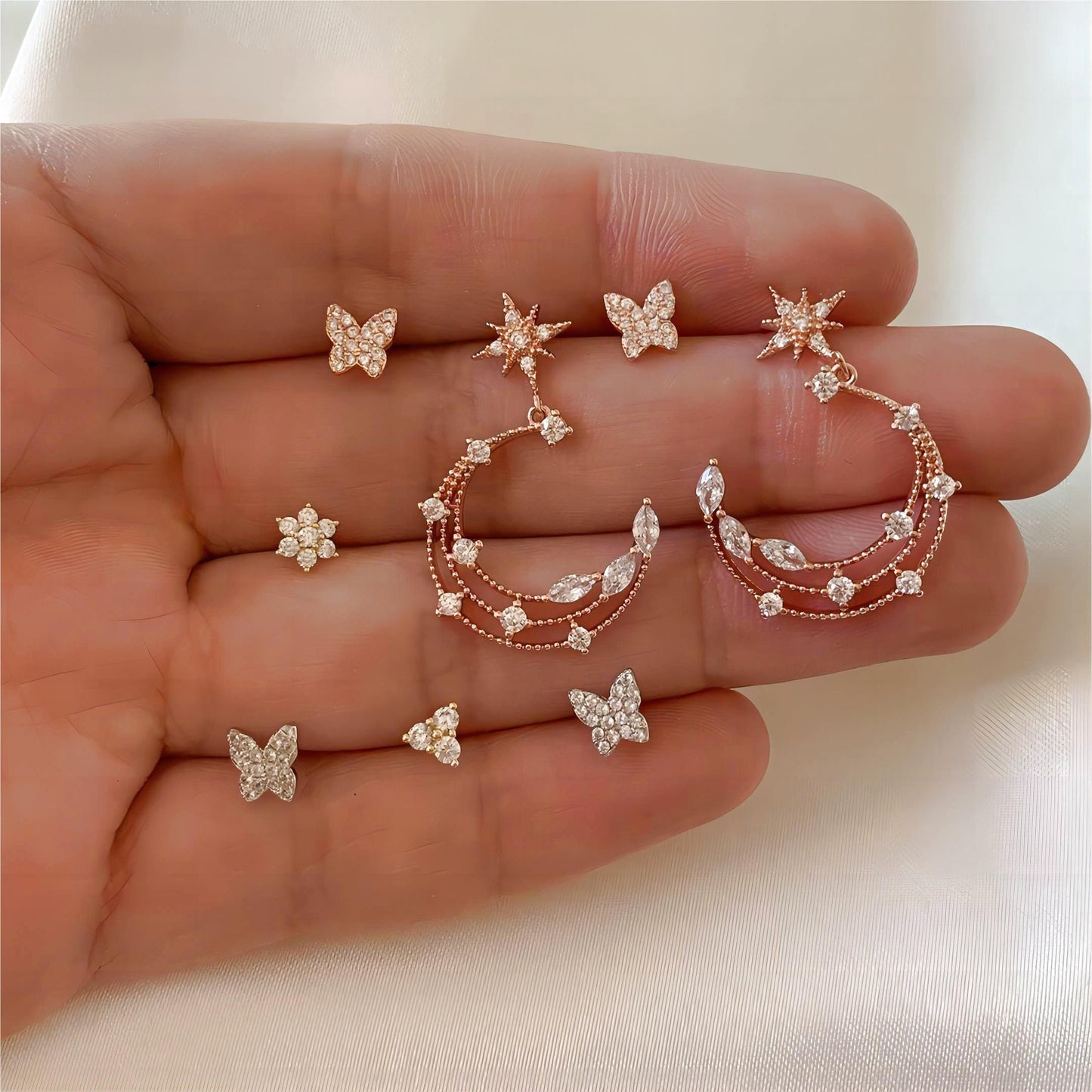 Chic Star Dangle Stud Earrings Set