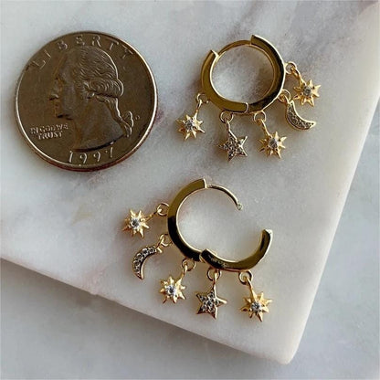 Moon Phase Star Tassel Earrings