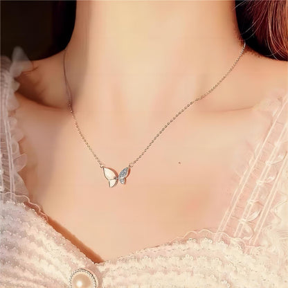 Natural Pearl Shell Flapping Wings Butterfly Necklace