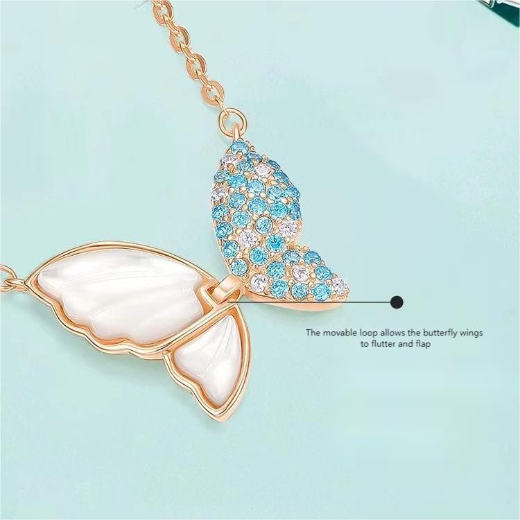 Natural Pearl Shell Flapping Wings Butterfly Necklace