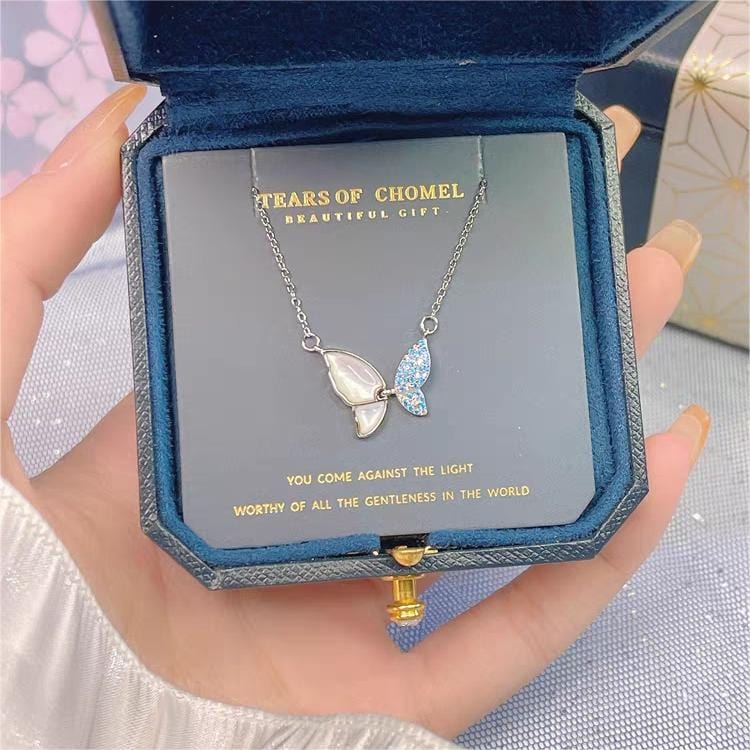 Natural Pearl Shell Flapping Wings Butterfly Necklace