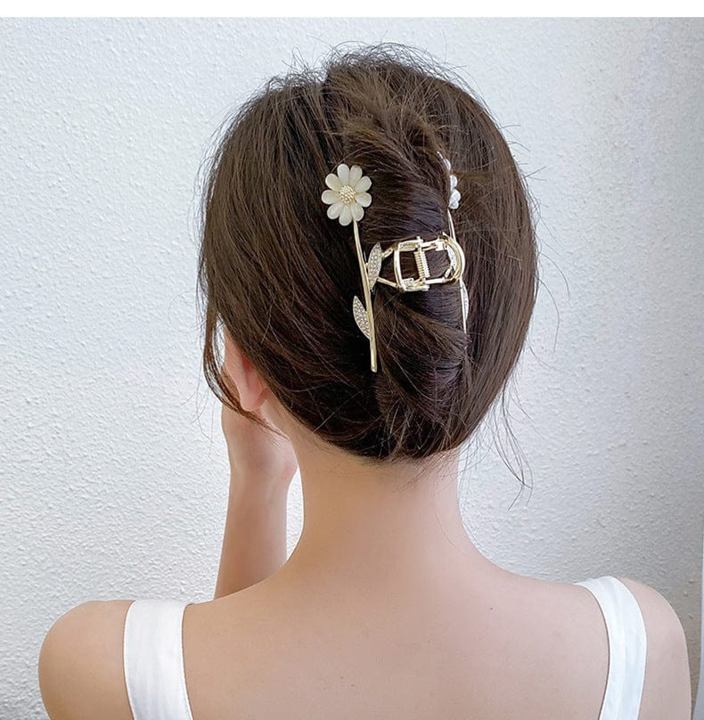 Opal Gänseblümchen Blume Chignon Kralle Clip