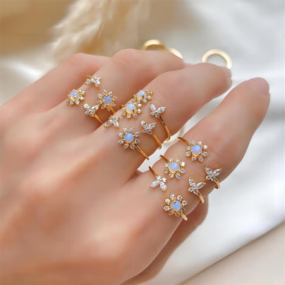 Chic Floral Butterfly Ring