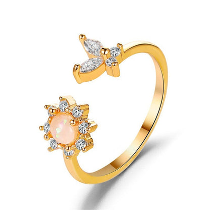 Chic Floral Butterfly Ring