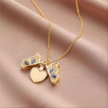 Cadre photo Je t'aime Collier coeur papillon