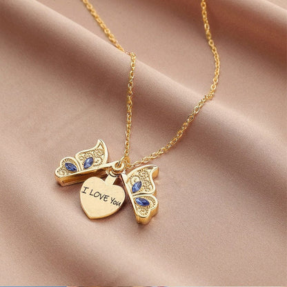 Cadre photo Je t'aime Collier coeur papillon