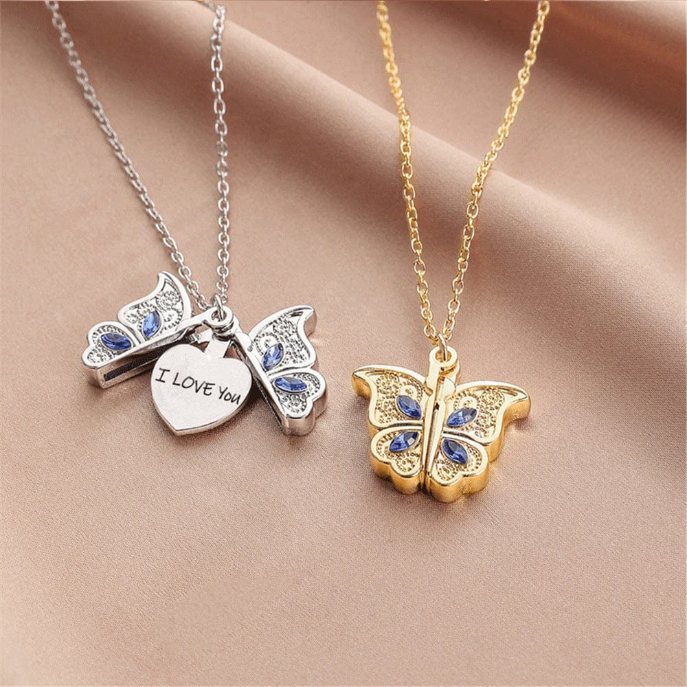 Cadre photo Je t'aime Collier coeur papillon