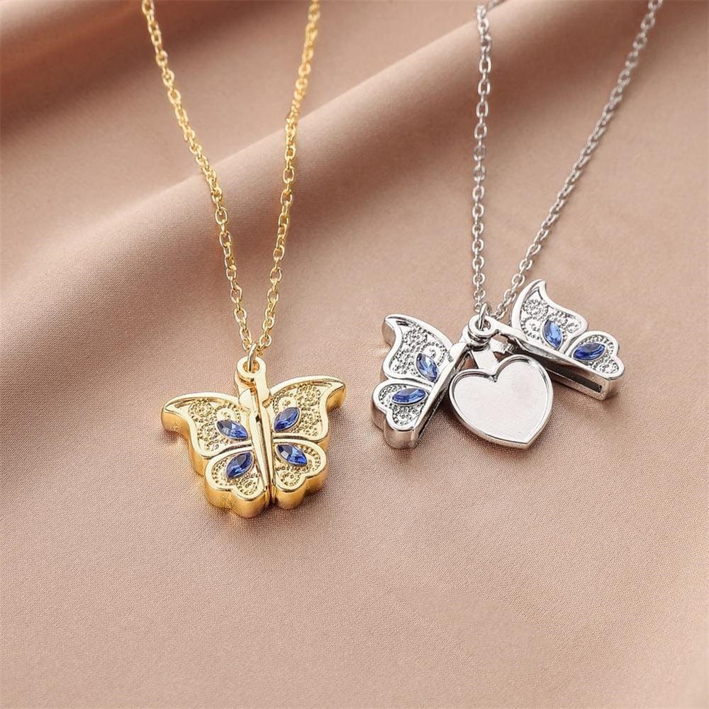 Cadre photo Je t'aime Collier coeur papillon