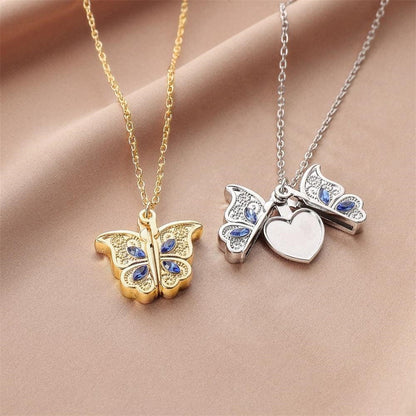 Cadre photo Je t'aime Collier coeur papillon