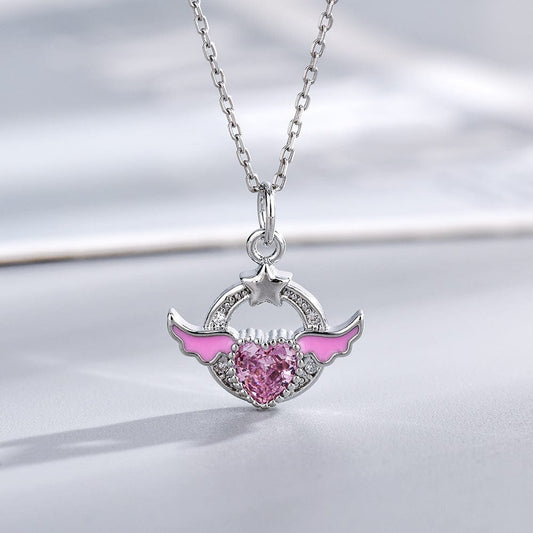 Collier ailes de coeur d'ange en cristal