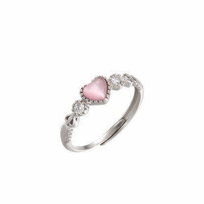 Bague coeur chic en opale rose