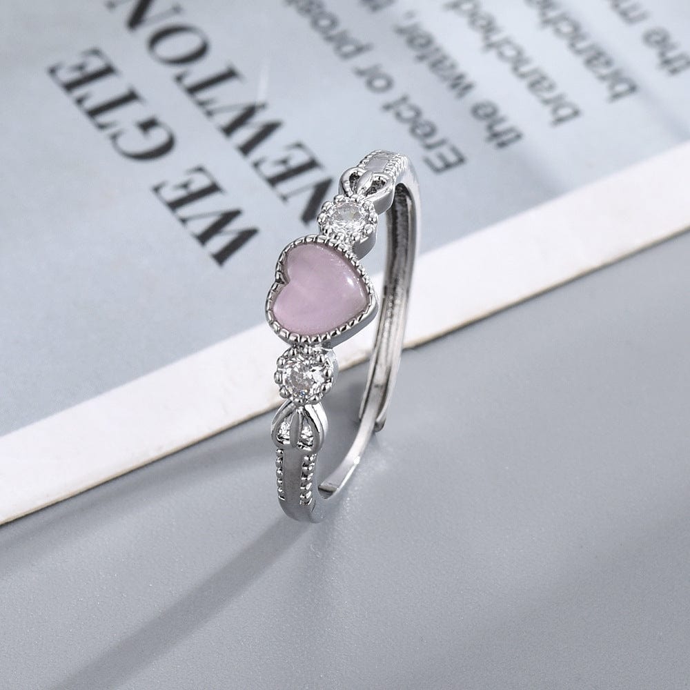 Bague coeur chic en opale rose