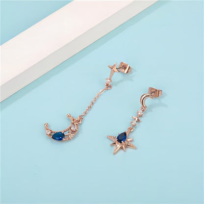 Rhinestone Moon Star Dangle Earrings