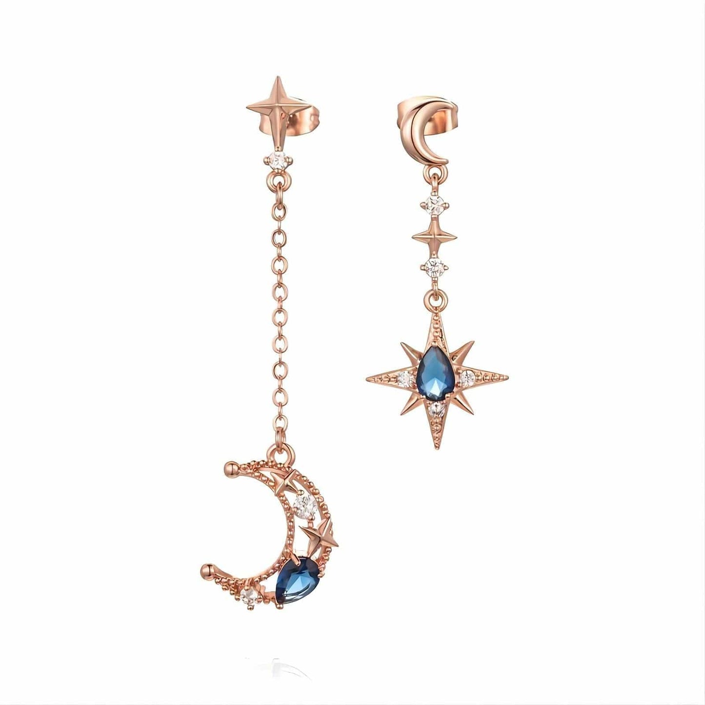 Rhinestone Moon Star Dangle Earrings