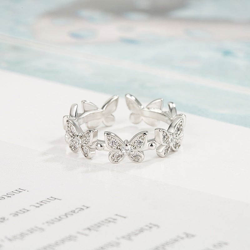 Chic Silver Butterfly Ring GEM587