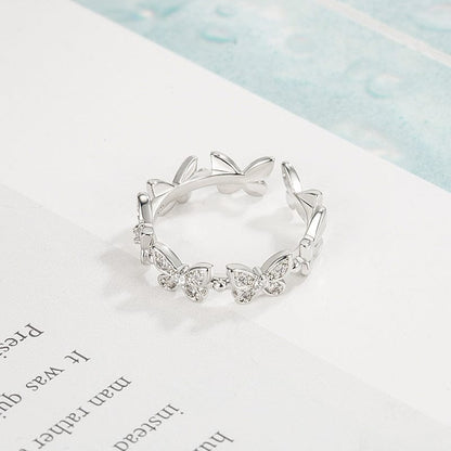 Chic Silver Butterfly Ring GEM587