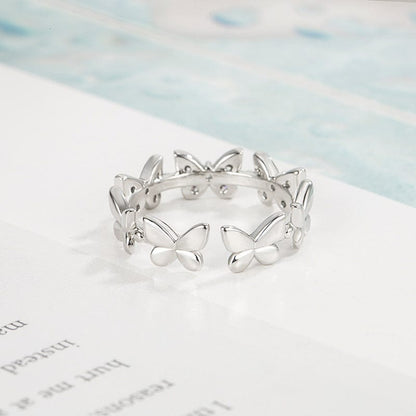 Chic Silver Butterfly Ring GEM587