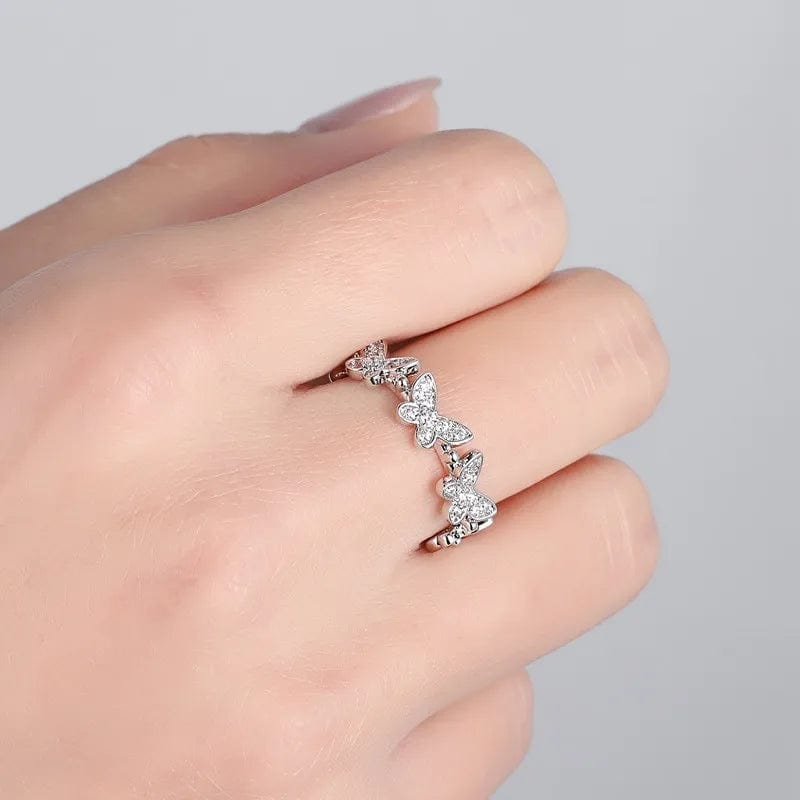 Chic Silver Butterfly Ring GEM587