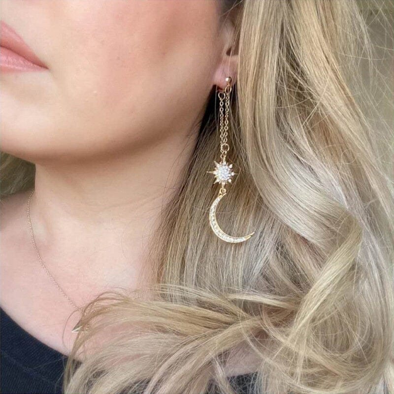 Chic Star Moon Phase Dangle Earrings