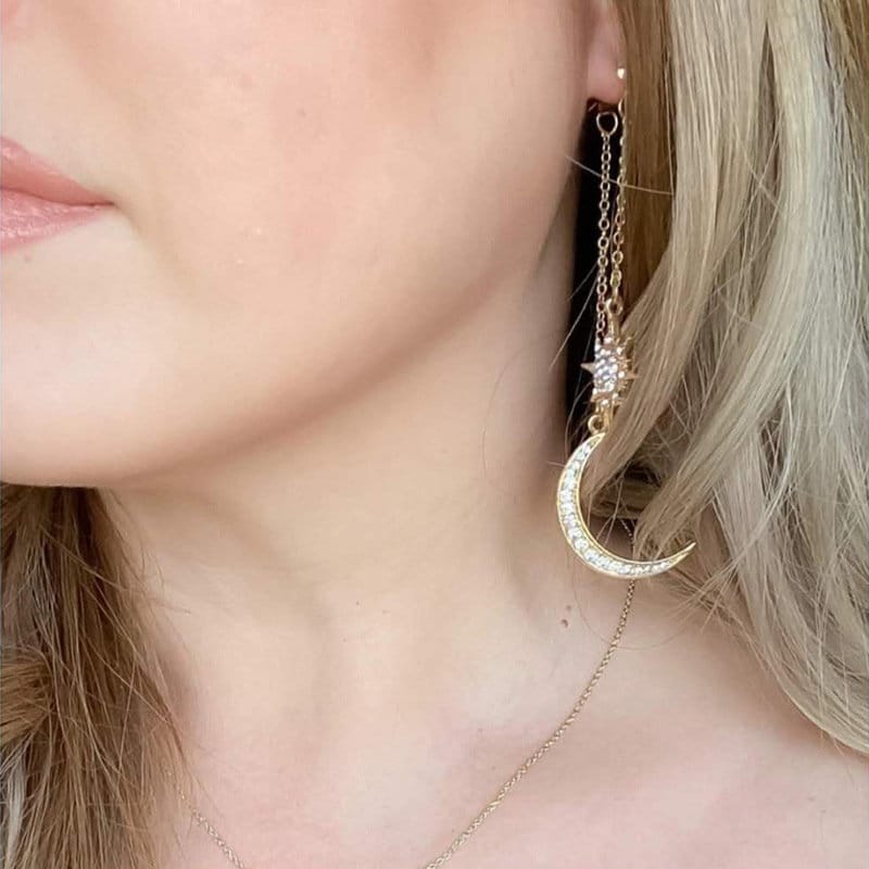 Chic Star Moon Phase Dangle Earrings